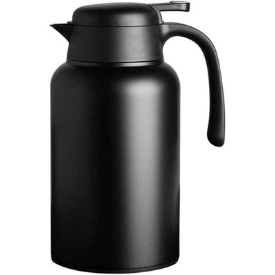 2L Schwarz Thermoskanne 304 Edelstahl Isolierte Kaffeekanne 18/10Edelstahl