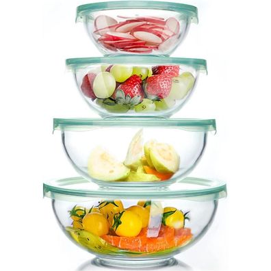 Luvan Glasschüssel Set 4 Stk. 0.95L-3.5L Runde Salatschüsseln