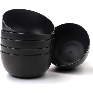 Bugucat Müslischalen Set 1400ML 6er Salat Suppe Müsli Ramen Schüssel Schwarz
