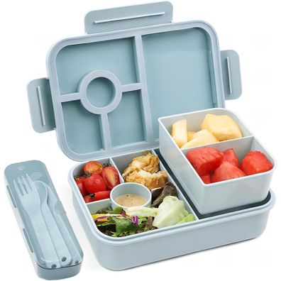 Bugucat Brotdose Kinder 5 Fächer 1300ML Lunchbox Auslaufsicher Bento Box Blau