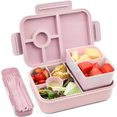 Brotdose Kinder 5 Fächer 1300ML Lunchbox Auslaufsicher Bento Box Besteckset