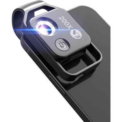 APEXEL 200X Mini-Mikroskop Smartphone Taschengröße LED-Schwarz