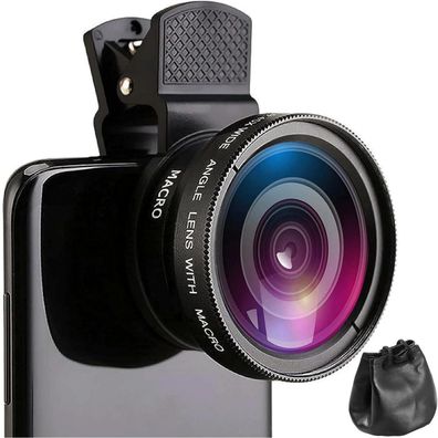 2-in-1 Handy Objektiv-Kit: 0.45X Weitwinkel & 12.5X Makro für iOS Android Tablet