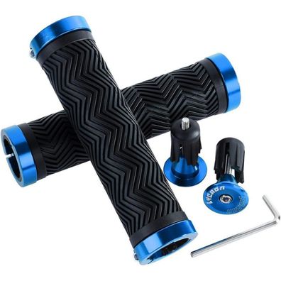 Ergonomic Fahrradgriffe mit Aluminium-Endkappen Blau 130MM 122g