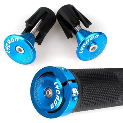 LYCAON Bike Lenker Griffe rutschfeste Gummi Fahrrad Griff Aluminium Lock Blau