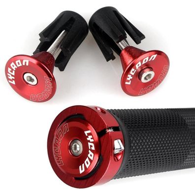 LYCAON Bike Lenker Griffe rutschfeste Gummi mit Aluminium Lock Rot