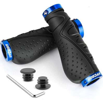 Fahrrad Lenker Griffe Ergonomisch Rutschfeste Gummi mit Aluminium Lock Blau