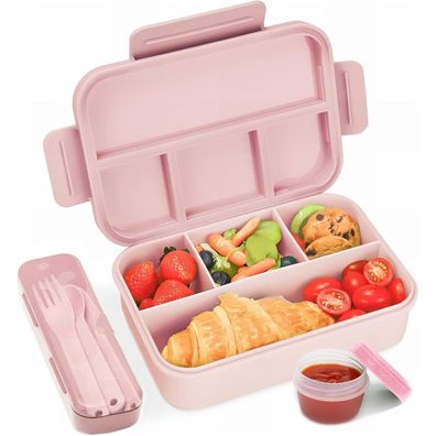 Brotdose Kinder 1300ML Lunchbox Auslaufsicher 4 Fächer Rosa Bento Box