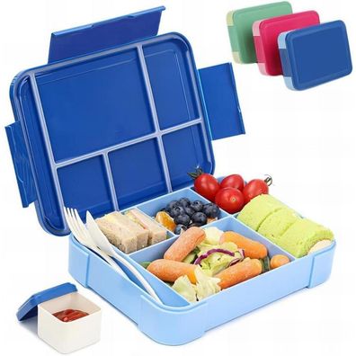 Bugucat Brotdose Kinder Bento Box 1330ML Auslaufsicher & Besteckset Blau