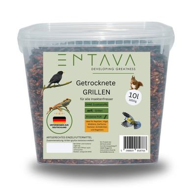 10 Liter Grillen getrocknet ENTAVA Vogelfutter Amphibien Reptilien Schildkröten