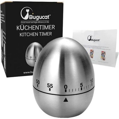 Küchenwecker Edelstahl Eiförmiger Timer 60 Min Countdown-Timer Silber