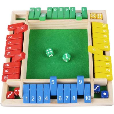Shut The Box Brettspiel Holz 4 Spieler Würfelspiel Lernspielzeug Kinder