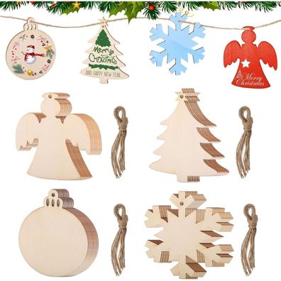 Holzanhänger Weihnachten DIY basteln Kinder Weihnachtsdeko 40 Stück