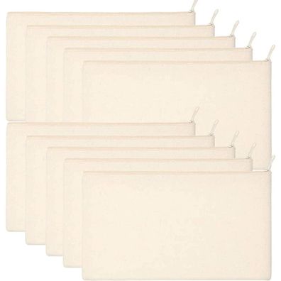 10er Pack DIY Blanko Stoffbeutel Reißverschluss Federmäppchen Mäppchen