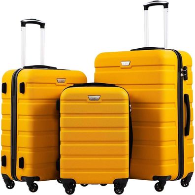 Coolife Hartschalen-Koffer Set 3-teilig ABS Handgepäck Rollkoffer Reisekoffer