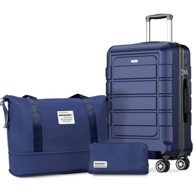 Showkoo Kabinen Trolley Handgepäck TSA Schloss 4 Rollen SET 3tlg M-Blau
