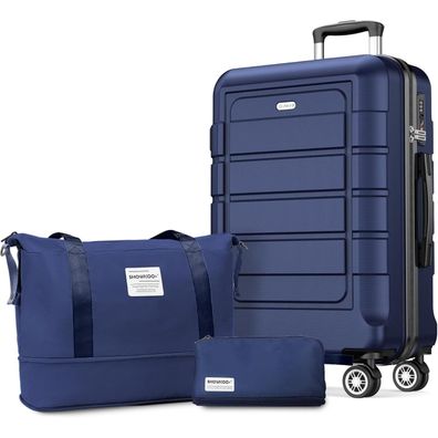 Showkoo Koffer Set XL ABS+PC 4 Rollen TSA-Schloss Blau