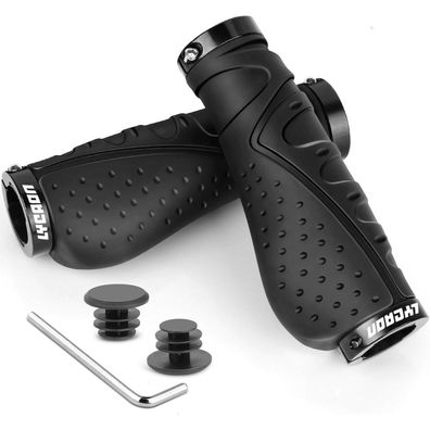 LYCAON Bike Lenker Griffe Fahrrad Gummi mit Aluminium Lock Schwarz
