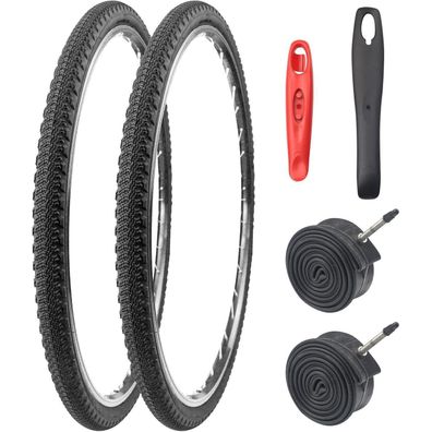 2er-Pack 700x42C Fahrradreifen Mantel mit 2 Schläuche ETRTO 44-622 Schwarz