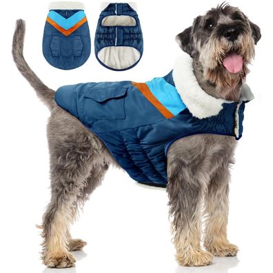 Hundemantel Winterjacke Klettverschluss marineblau 3XL