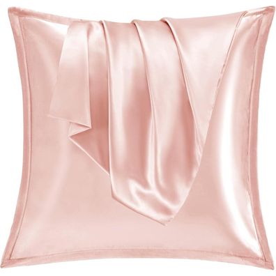 2er Set Satin Kissenbezug 80x80 Rosa Seidenkissenbezug Curly Haar geeignet