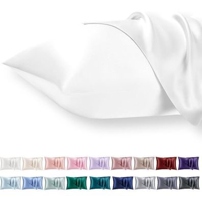 Satin Kissenbezug 40x60 2er Set Weiß Weich Seidenkissenbezug Curly Haar