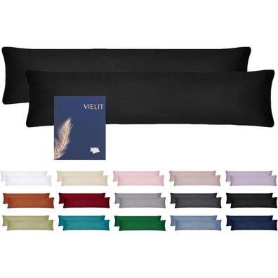 Vielit Seitenschläferkissen Bezug 40x145 cm 2er Set Schwarz Weich