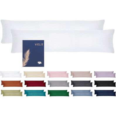 Vielit Seitenschläferkissen Bezug 40x145 2er Set Weiß Weich Öko-Zertifikat
