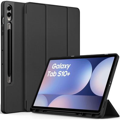 EasyAcc Samsung Galaxy Tab S9 FE+ Plus/S9 Plus 12,4 Zoll Hülle PU Leder Schwarz