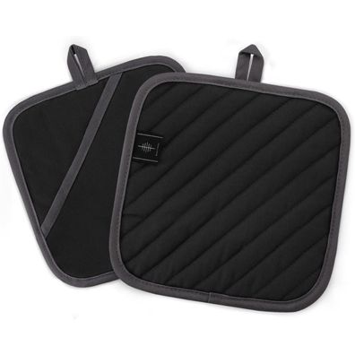 Topflappen Baumwolle Schwarz 20cm - Waschbare Schutzlappen für Kochen Backen