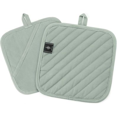 Topflappen Baumwolle Hitzebeständig Anti-rutsch 2er Set Grün 20x20 cm