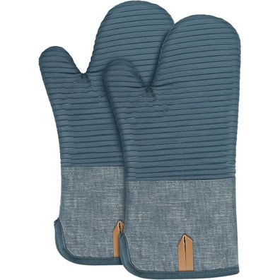 Ofenhandschuhe Hitzebeständige Topfhandschuhe Baumwolle Silikon 2er Set Blau