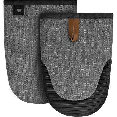 Mini Ofenhandschuhe Baumwolle Silikon Hitzebeständig - 2er Set Grau