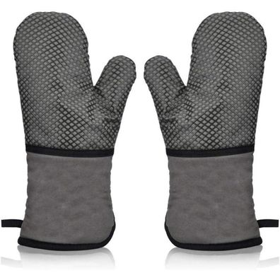 AYADA Ofenhandschuh Hitzebeständig Lang BBQ Grillhandschuhe Silikon Beschichtet