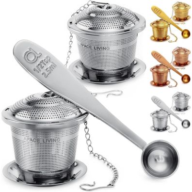 Apace 2er Set Teesieb Teeschaufel Abtropfschale Edelstahl Teebrüher Ultrafein