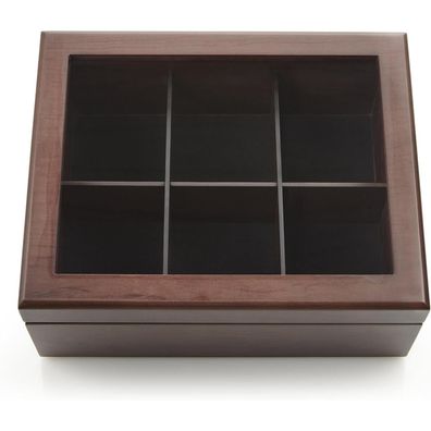 Teebox Luxus Aufbewahrung Holz 6 Fächer Teebeutel Handgefertigte elegante Box