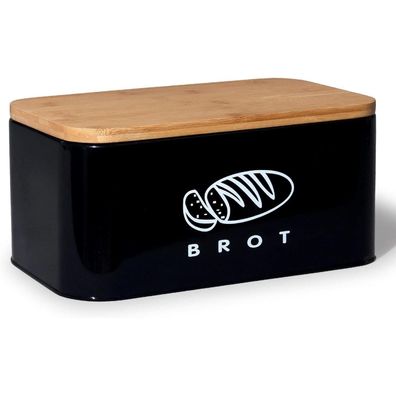Brotkasten Bambus Deckel Schneidebrett Retro Metall Aufbewahren Frisch Halten