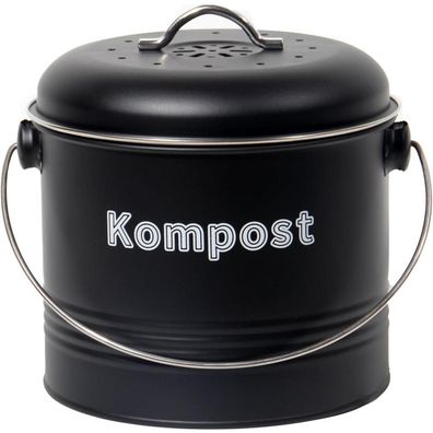 Biomülleimer Küche 3,5 L Aktivkohlefilter Geruchsdicht Retro Schwarz