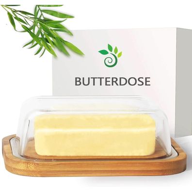 Butterdose aus Glas und Bambus Butter Box 250 g Theo&Cleo