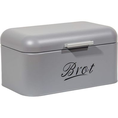 Theo&Cleo Brotkasten Großer Knäckebrot Box Metall Grau Retro Design 43cm