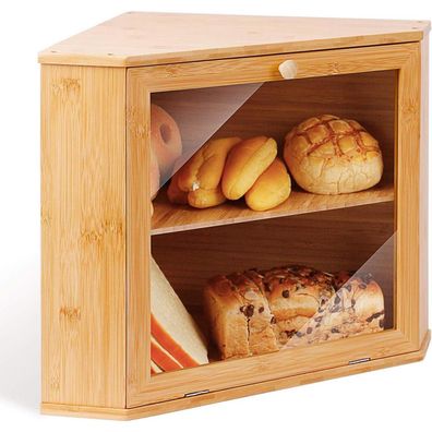 Bambus Brotkasten 2 Etagen lebensmittelecht pflegeleicht 32x32x34cm