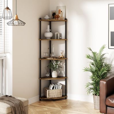 Eckregal stehend 5 Ebenen Holz Standregal Lagerregal Küche Bad Wohnzimmer Büro