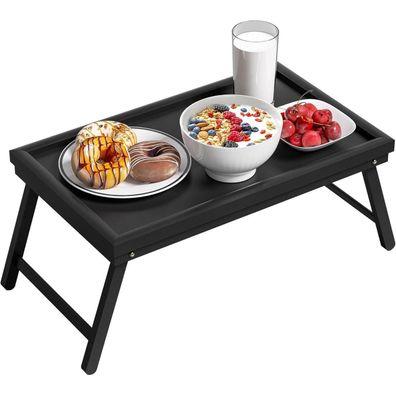Betttablett Bambus Klappbar Frühstückstablett Essenstablett Bed Table Schwarz