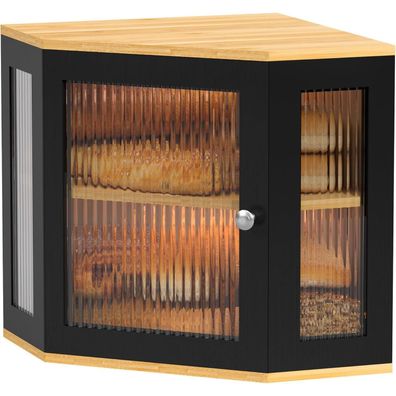 Holz Brotkasten mit Glasfenster und Magnetverschluss 32x32cm