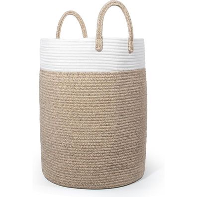 Großer Wäschekorb Henkel Spielzeugbox Aufbewahrungskorb Braun&Weiß 38x50cm