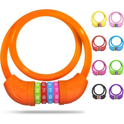 Fahrradschloss Kinder Zahlenschloss 650MM Anti-Diebstahl Orange