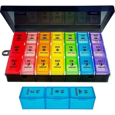 ZVZM Tablettenbox 7 Tage 3 Große Fächer Medikamentenbox Organizer