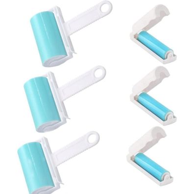 Voarge Wiederverwendbare Fusselrolle Set 6er Tierhaarrolle 2 Größen Blau