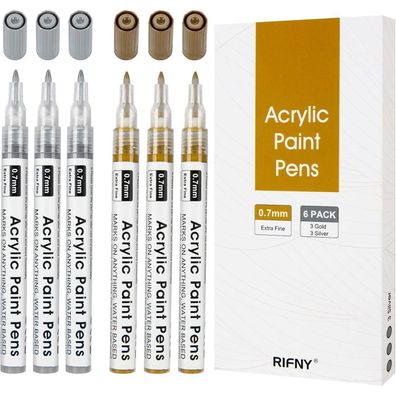 Acrylstifte Gold Silber 0,7mm Spitze Permanent Marker Set für DIY Kunst