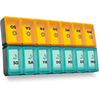 Tablettenbox 7 Tage XL Groß Dispenser für Medikamente, Vitamine Blau